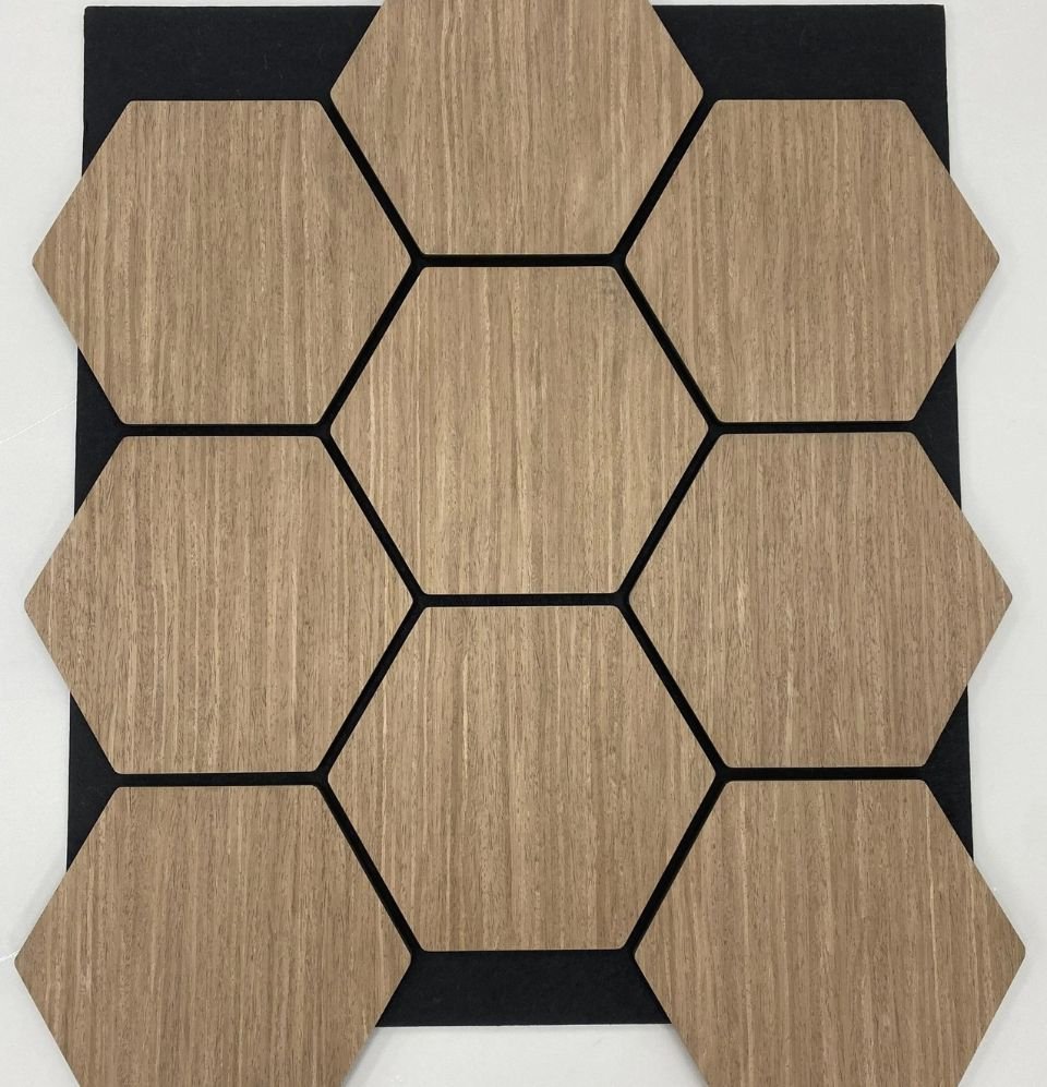 Hexagon Paneel Walnoot 80x60cm