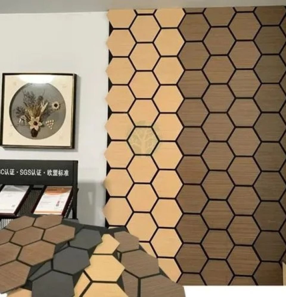 Hexagon Paneel Walnoot 80x60cm