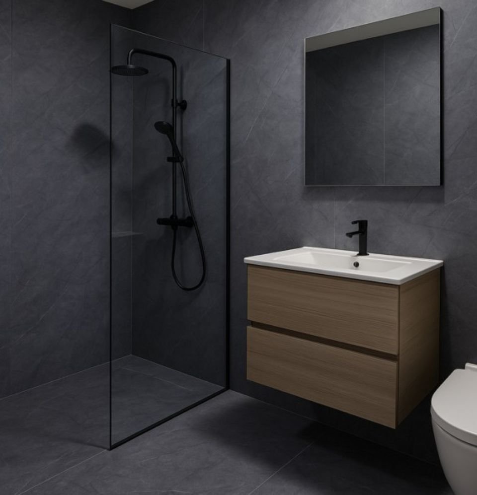 Steel Blue Luxe – 4 mm Premium SPC Wandpaneel 96x280cm 0052